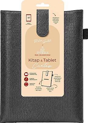Yeni Nesil Kitap ve Tablet Çantası - Özel Deri Dokulu - Antrasit - 1