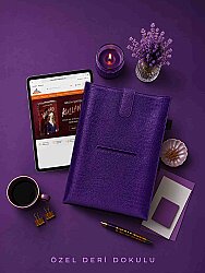 Yeni Nesil Kitap ve Tablet Çantası - Özel Deri Dokulu -Mor - 2