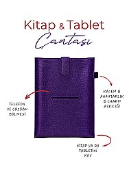 Yeni Nesil Kitap ve Tablet Çantası - Özel Deri Dokulu -Mor - 3