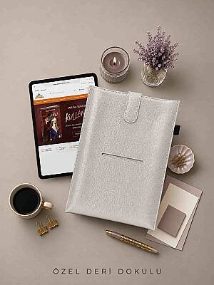 Yeni Nesil Kitap ve Tablet Çantası - Özel Deri Dokulu - Gümüş - 2